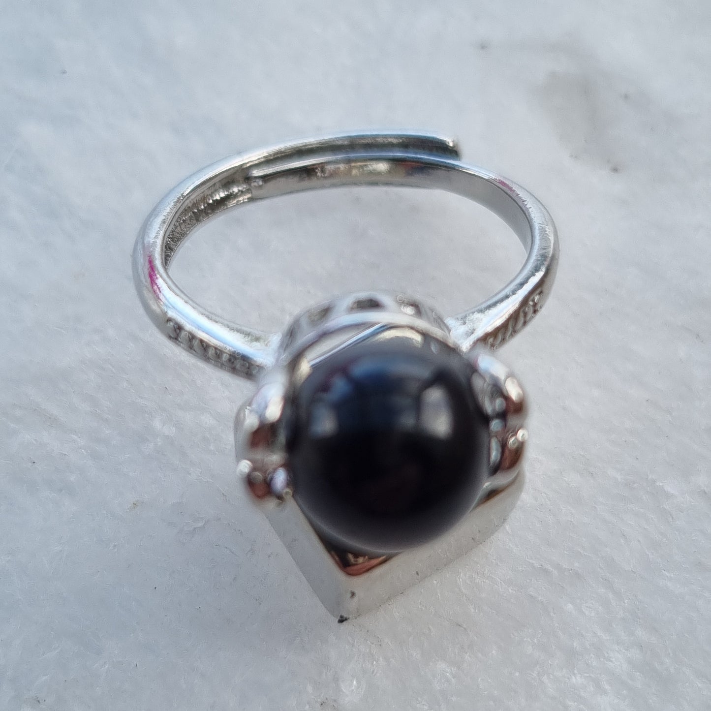 Obsidian Sølv ring