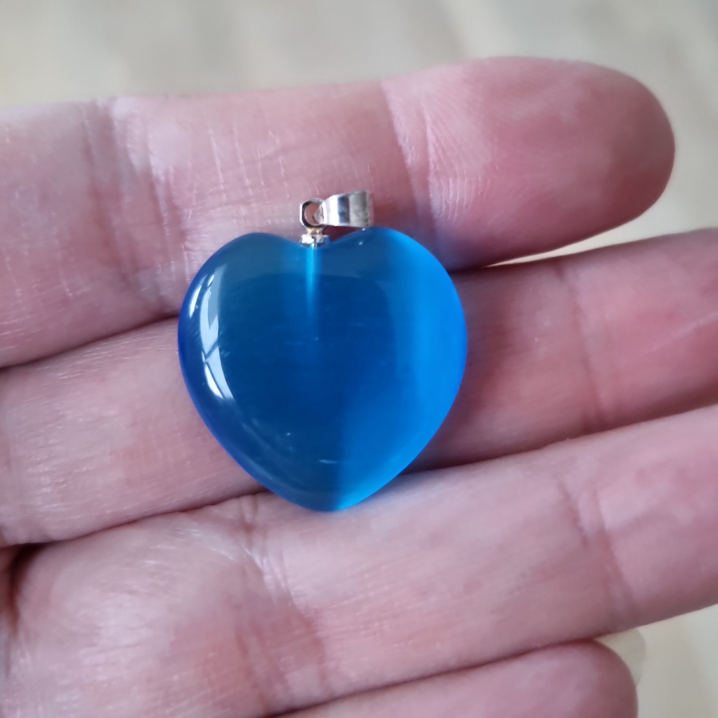 Fiberoptik hjerte m/Calcit, Kvarts og Feldspat vedhæng