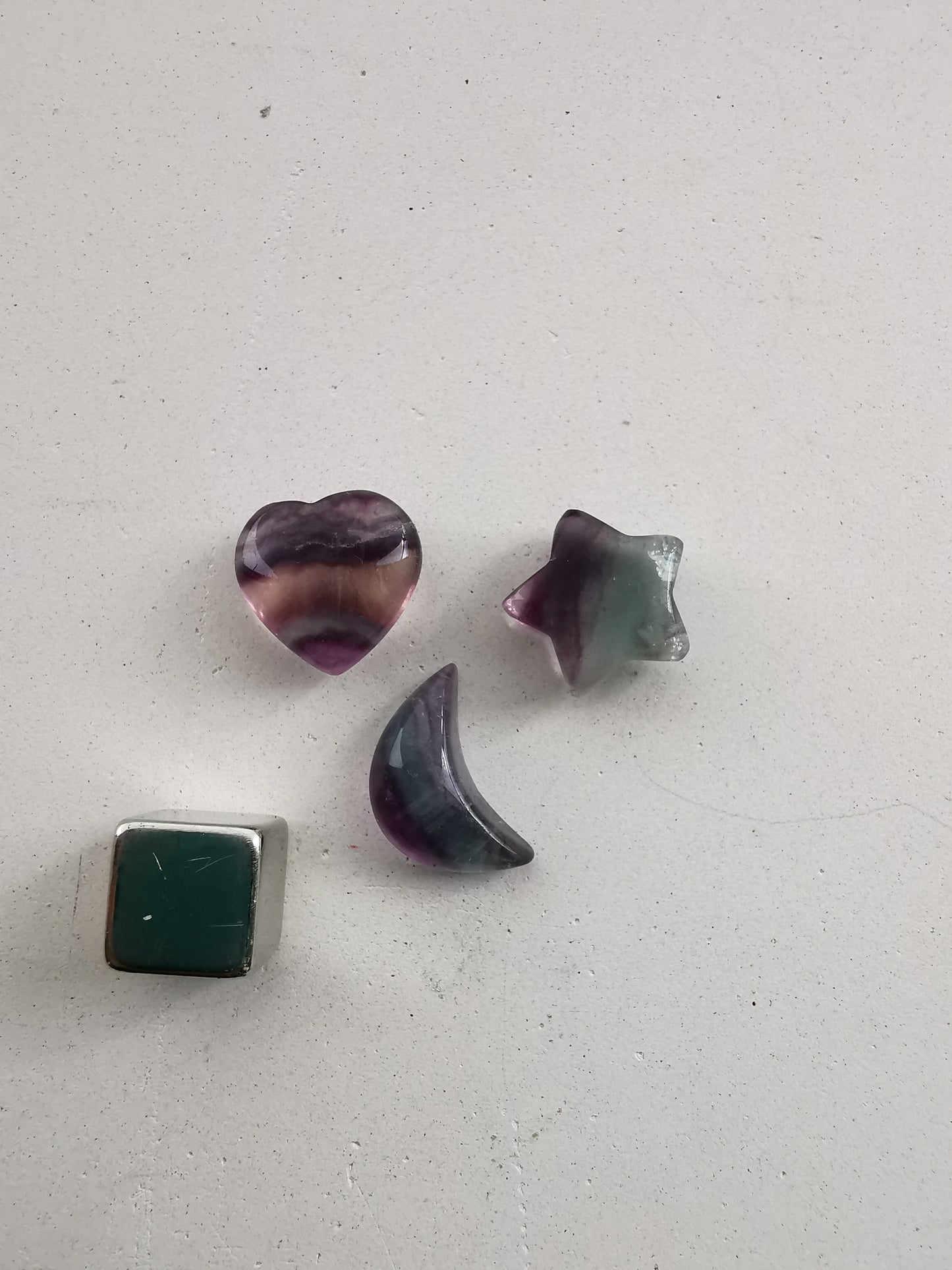 Fluorit Regnbue - hjerte, måne, stjerne