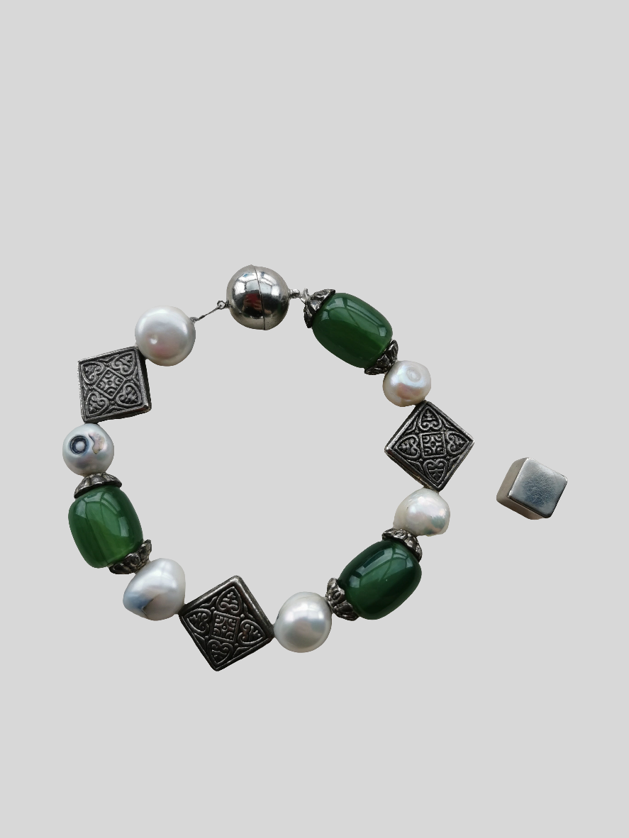 Ferskvandsperle armbånd 22 cm