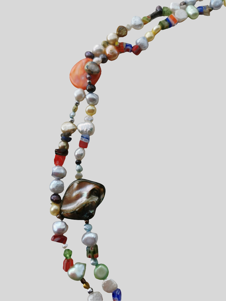 Ferskvandsperle halskæde 150 cm