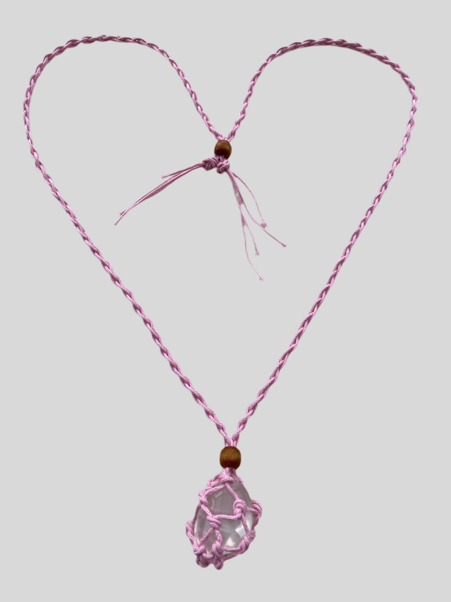 Krystalbur i lyserød hør med håndlavet look.