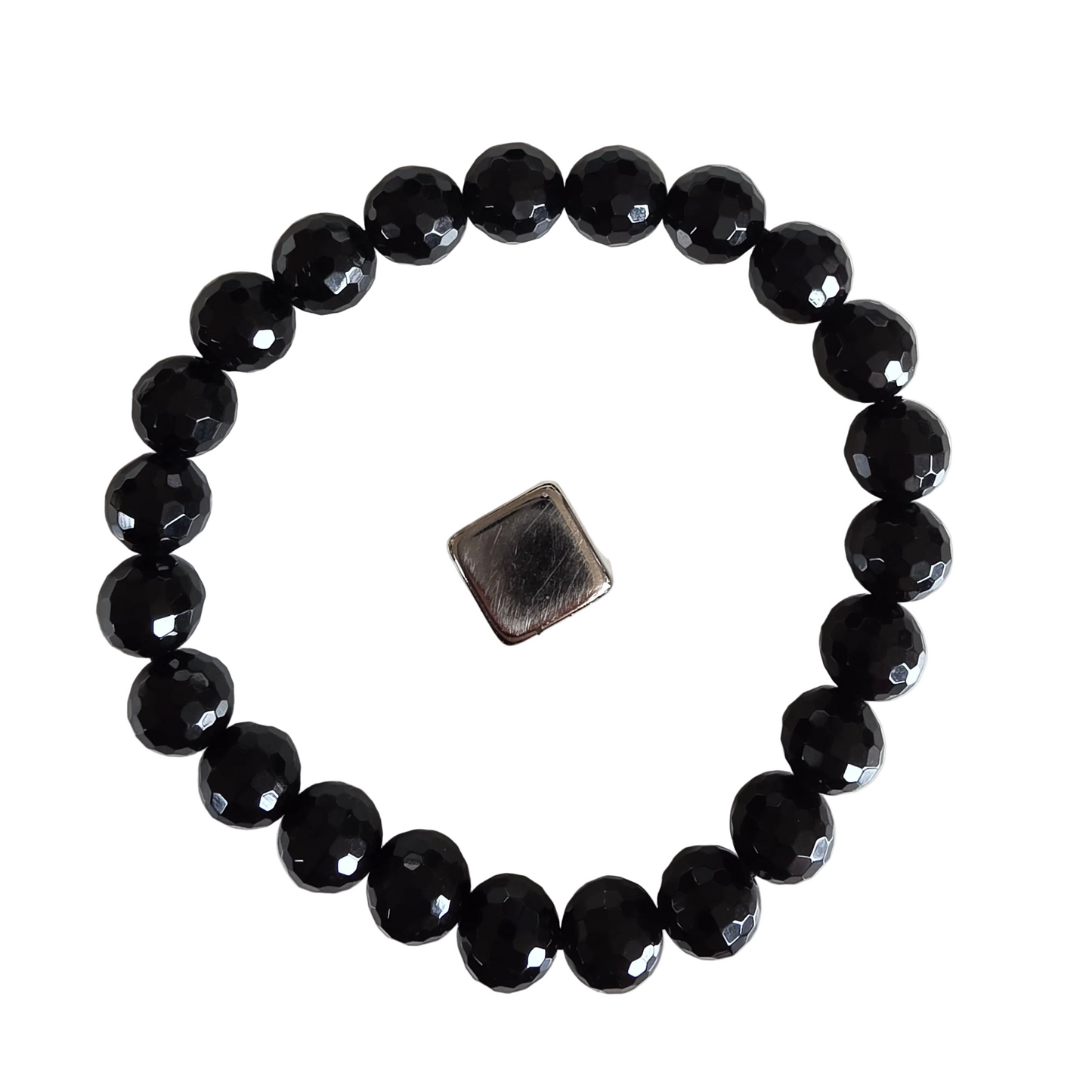 Armbånd Agat sort facet