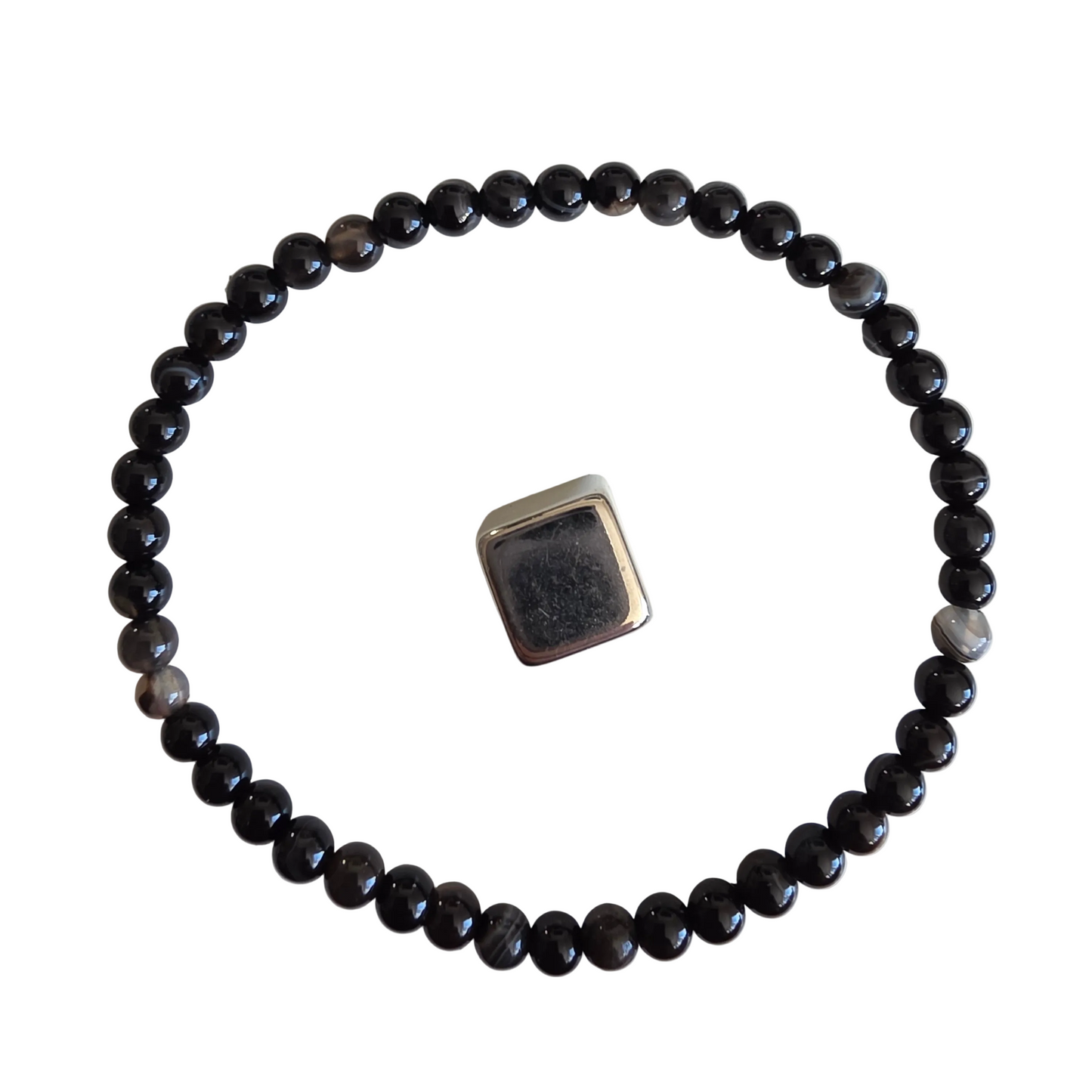 Armbånd Agat sort/hvid 4mm