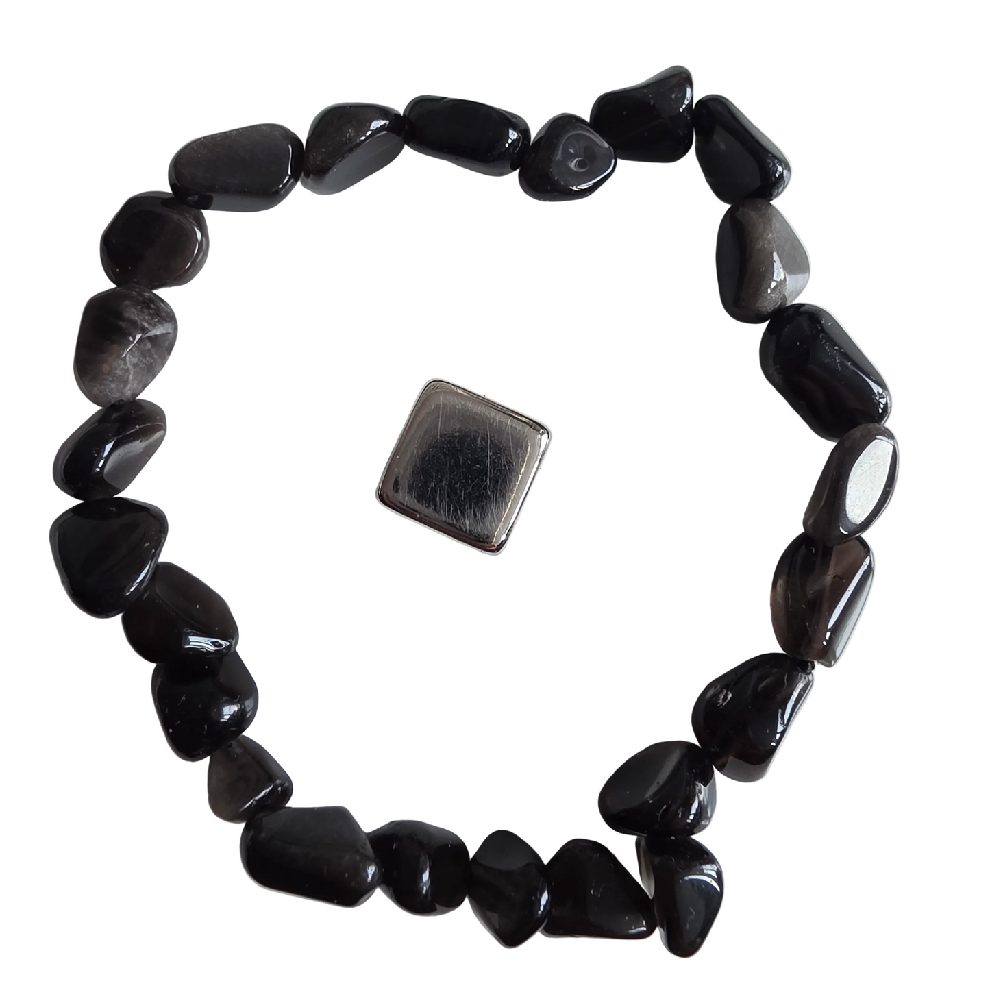 Obsidian Sølv armbånd freeform