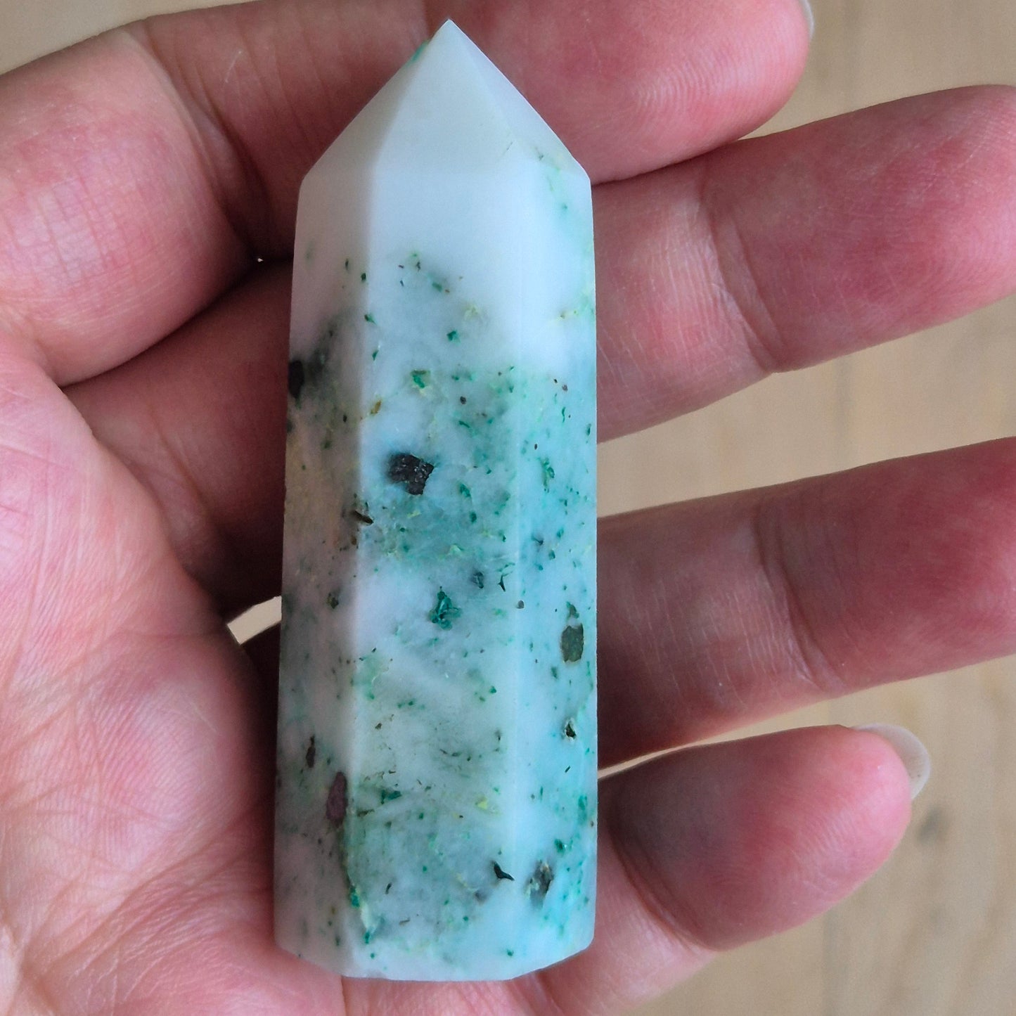 Fønix Tårn (Chrysocolla i Kvarts) 7,5 cm højt