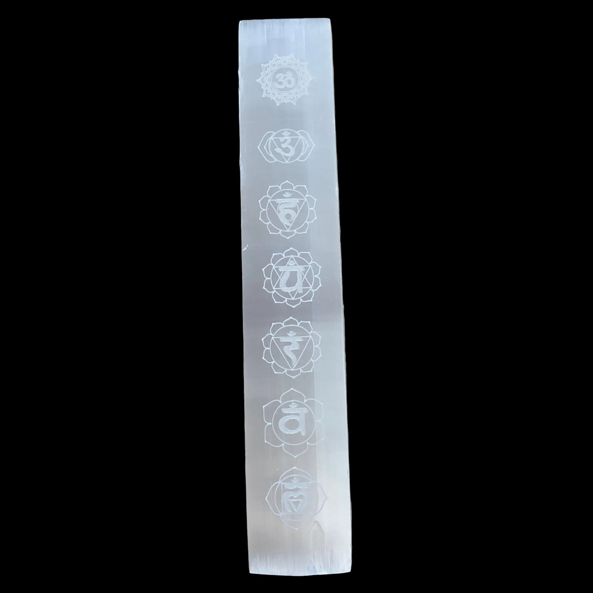 Selenit Stav m. chakra symboler