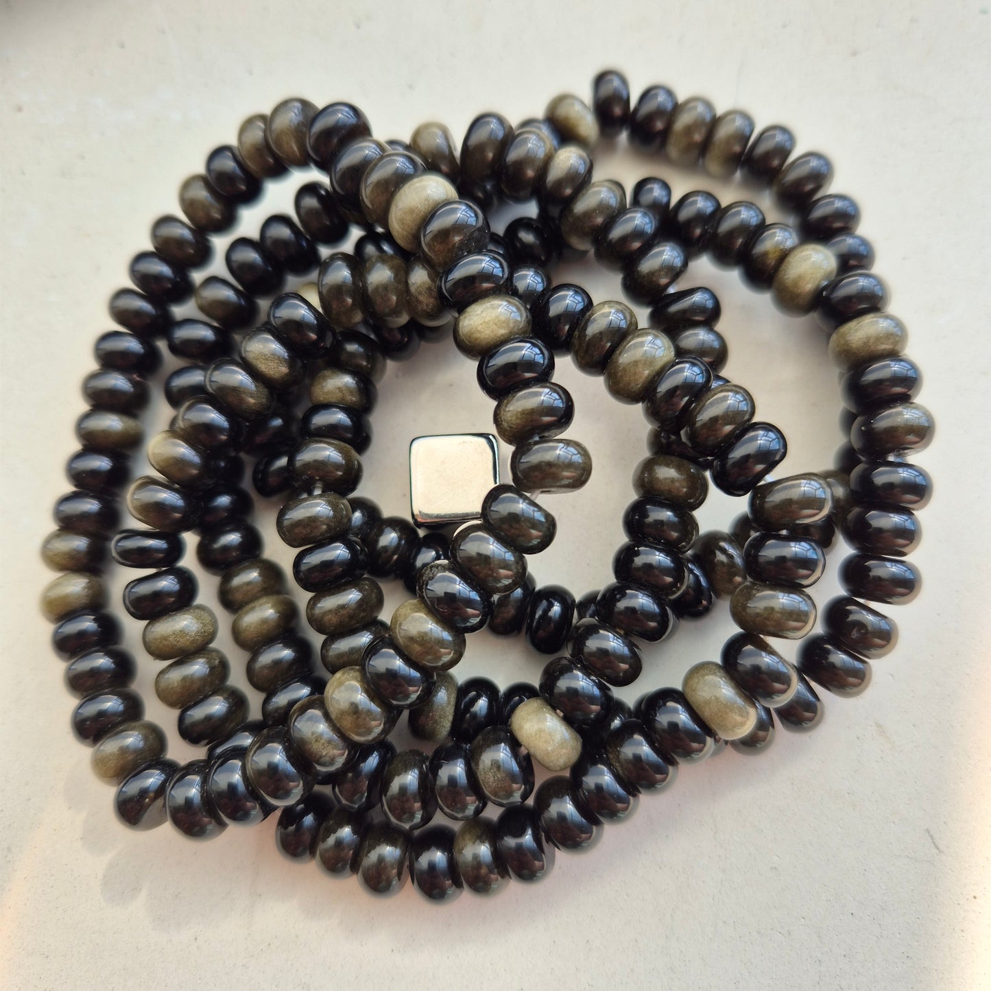Obsidian gylden Armbånd