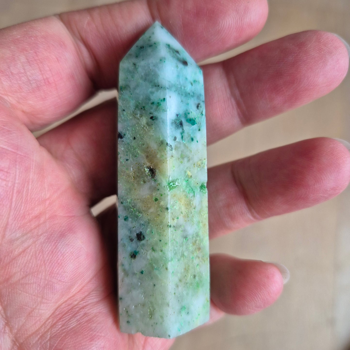 Fønix Tårn (Chrysocolla i Kvarts) 7,5 cm højt