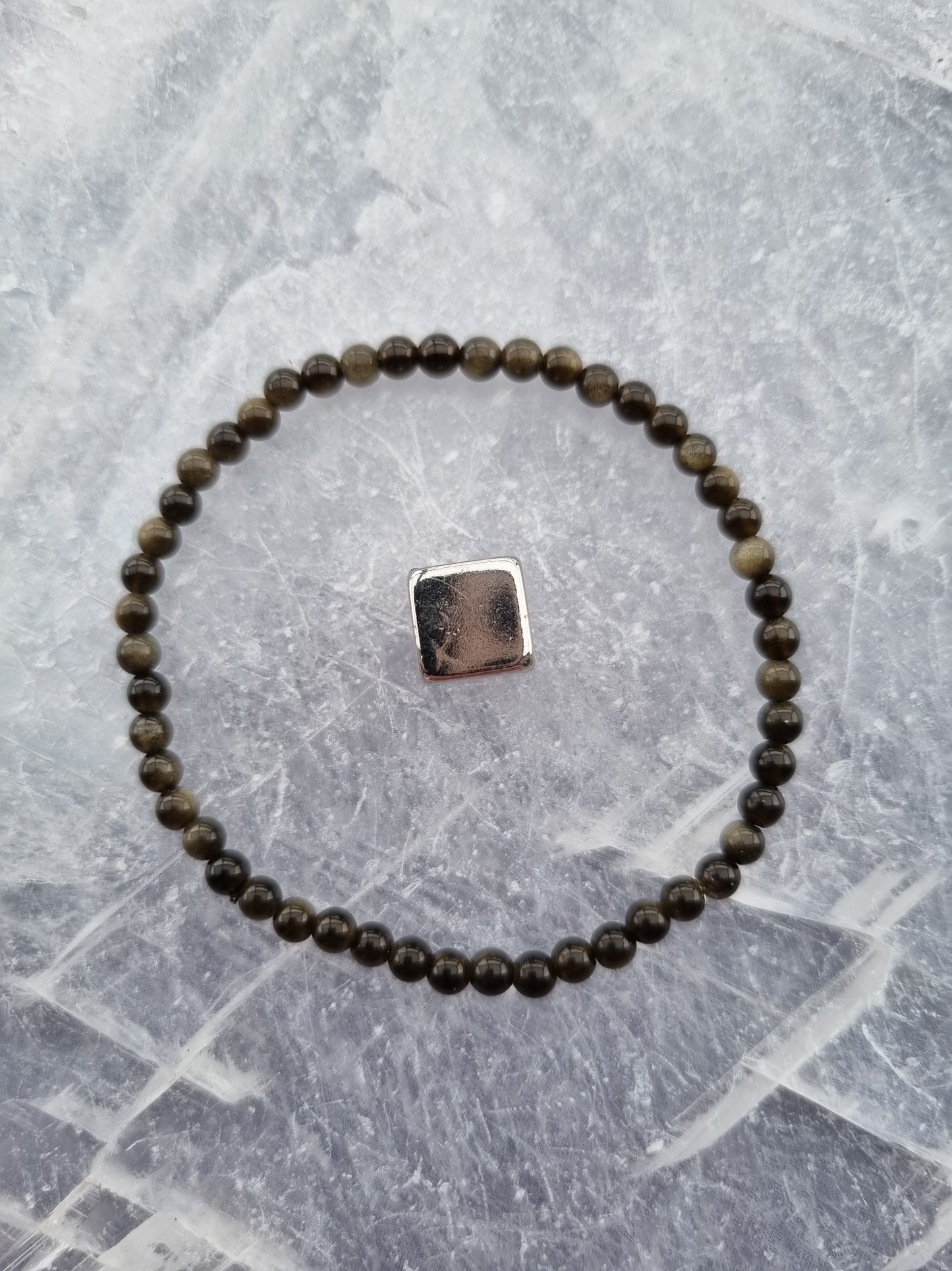 Armbånd Obsidian gylden