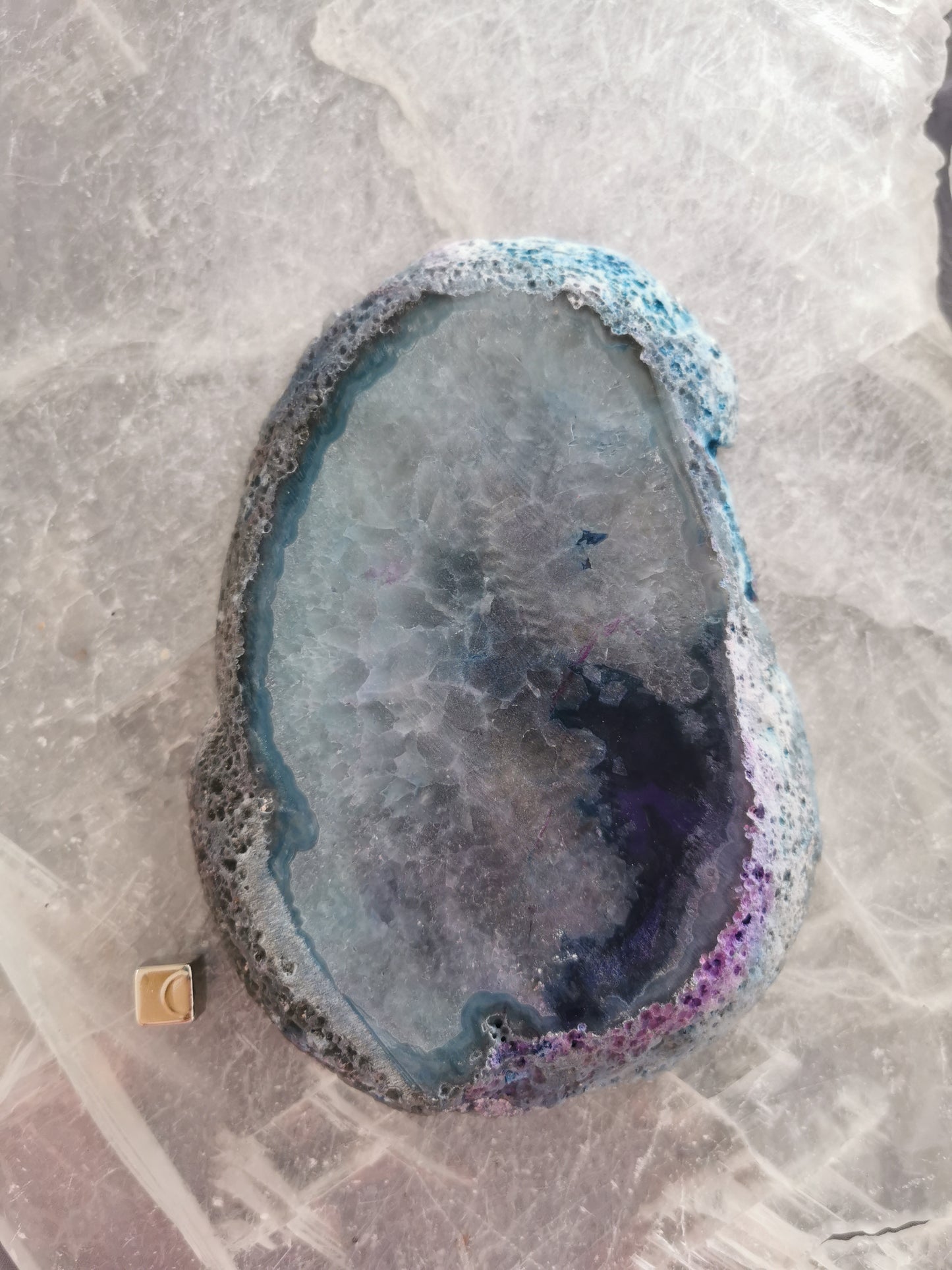 Agat Geode blå Skive