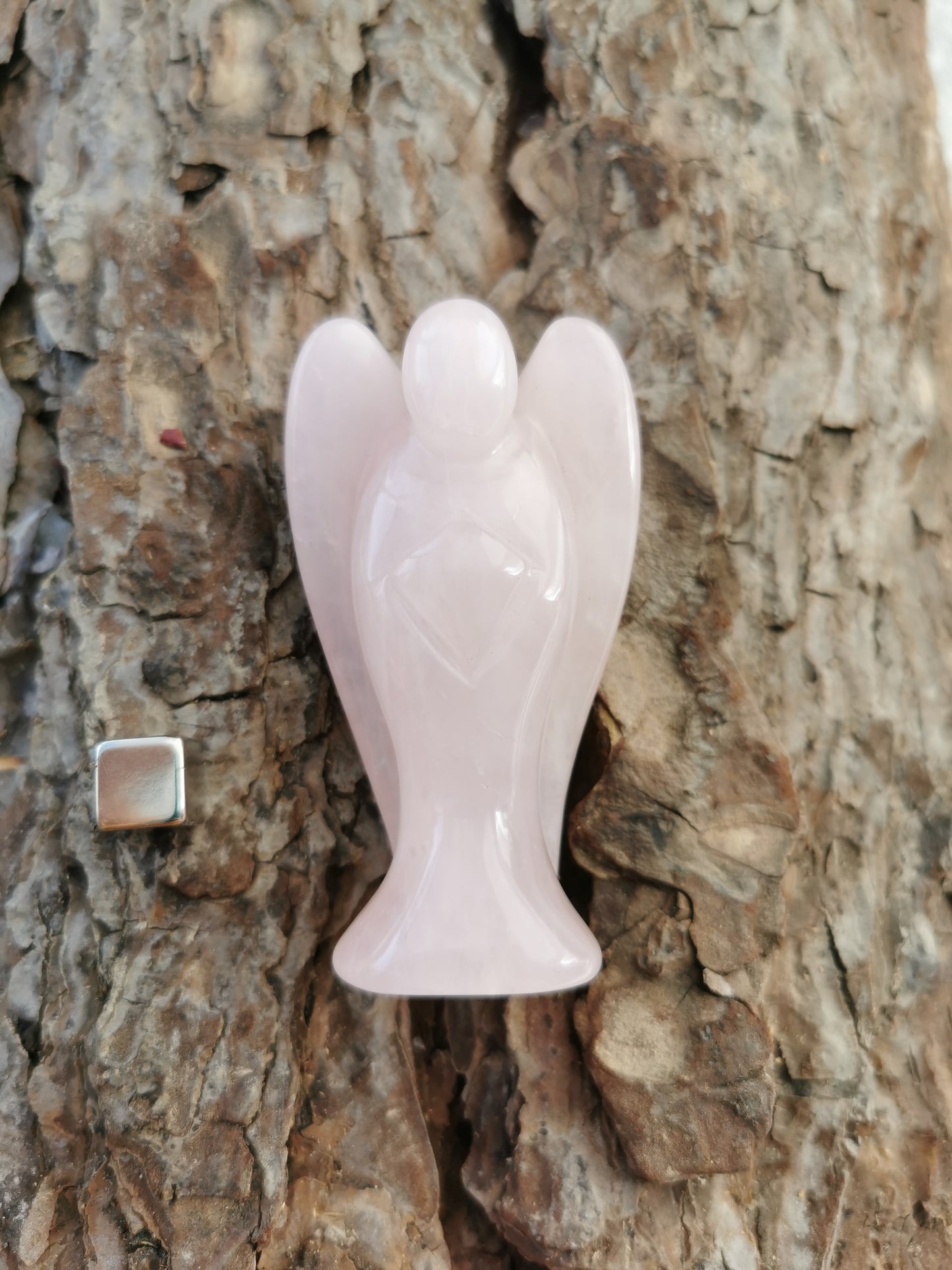 Rosakvarts engel - højde 7,5 cm