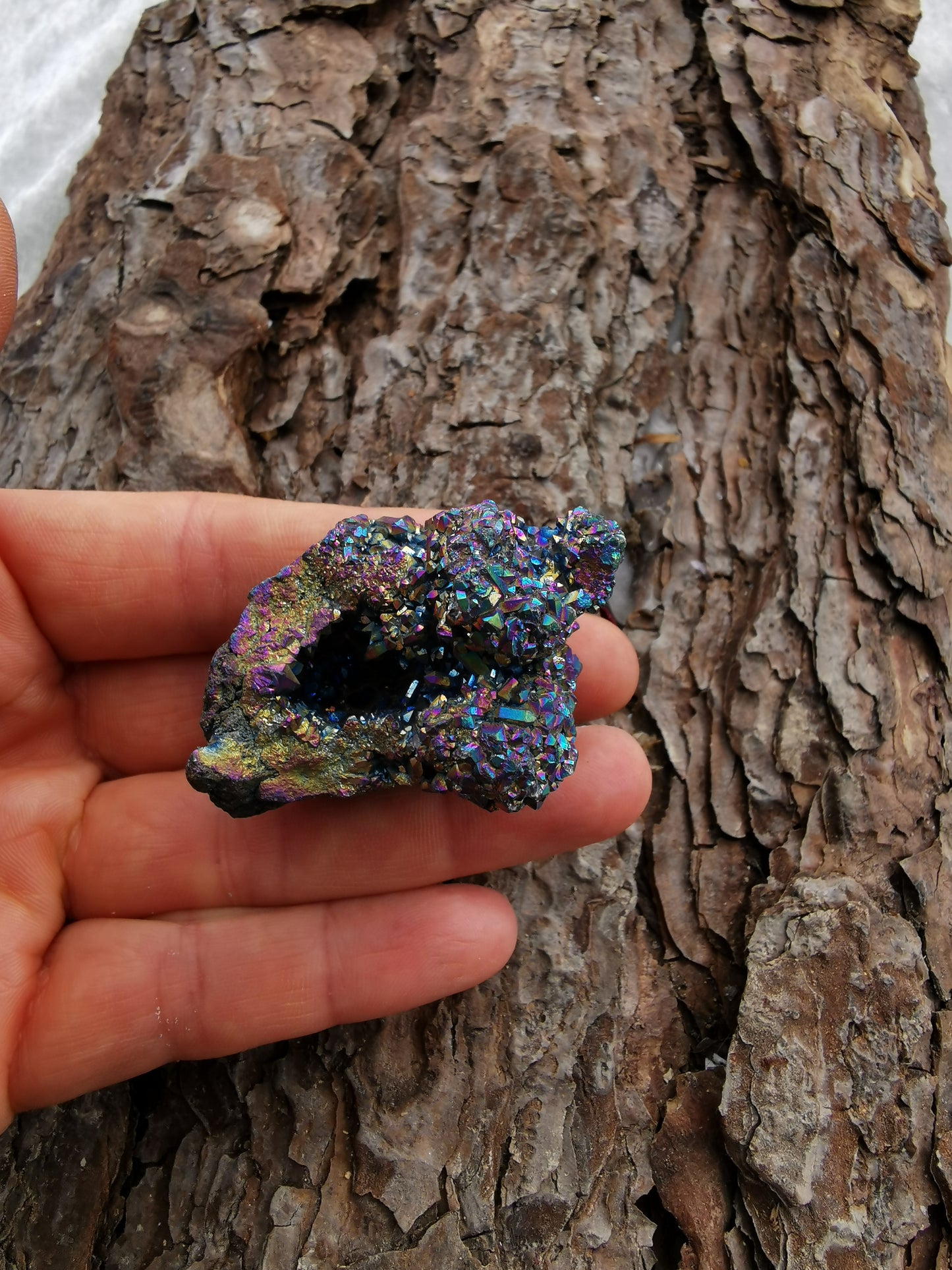 Regnbue Calcit Geode