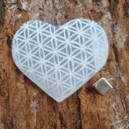 Hjerte Selenit Flower of life