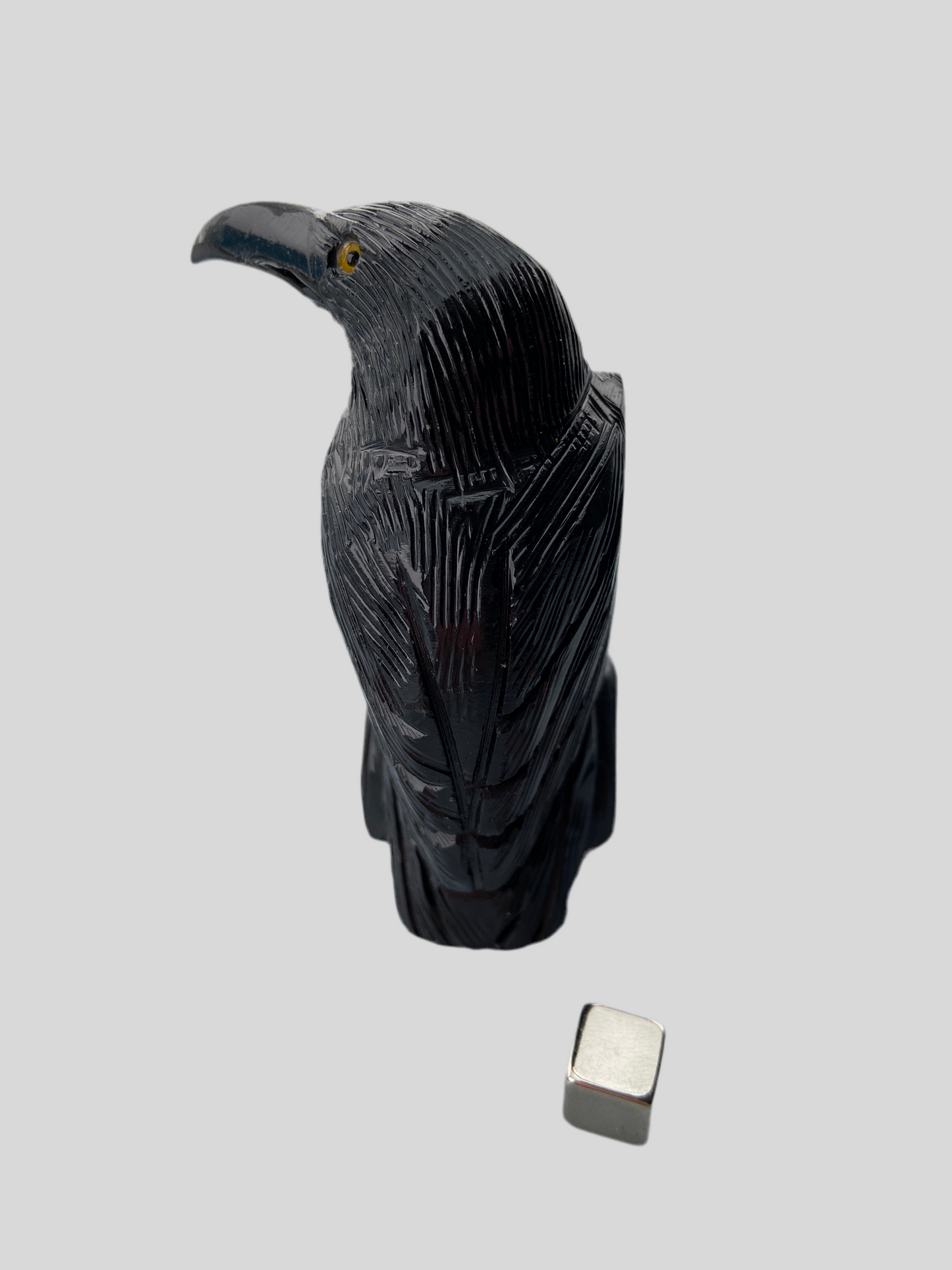 Onyx Sort Ravn - 8 cm (stor)
