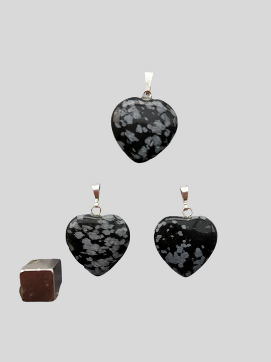 Obsidian Snefnug Hjerte Vedhæng