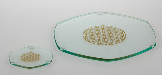 Energiplade med livets blomst  22 cm glas