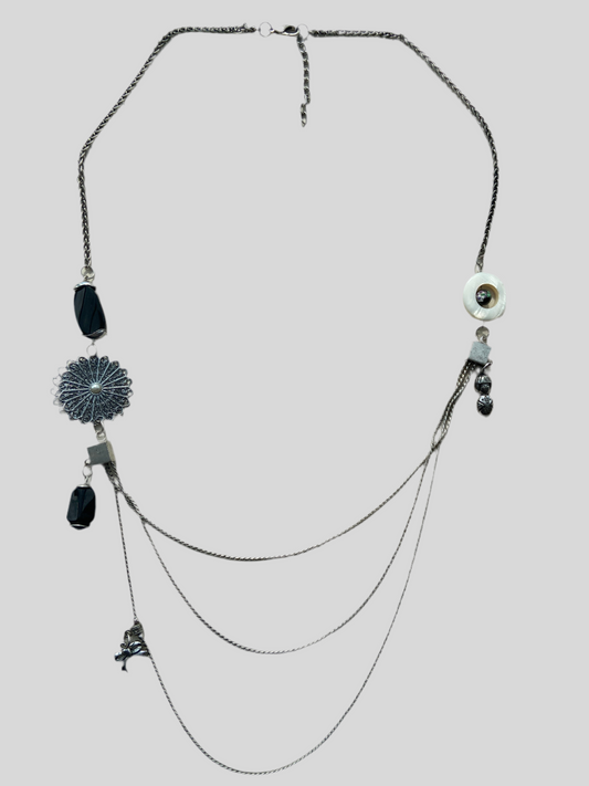 Perlemor halskæde 74+5 cm.