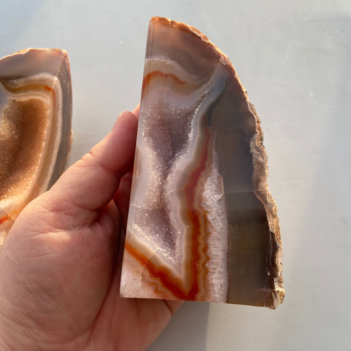 Agat Geode Natur - sæt (bogstøtte)