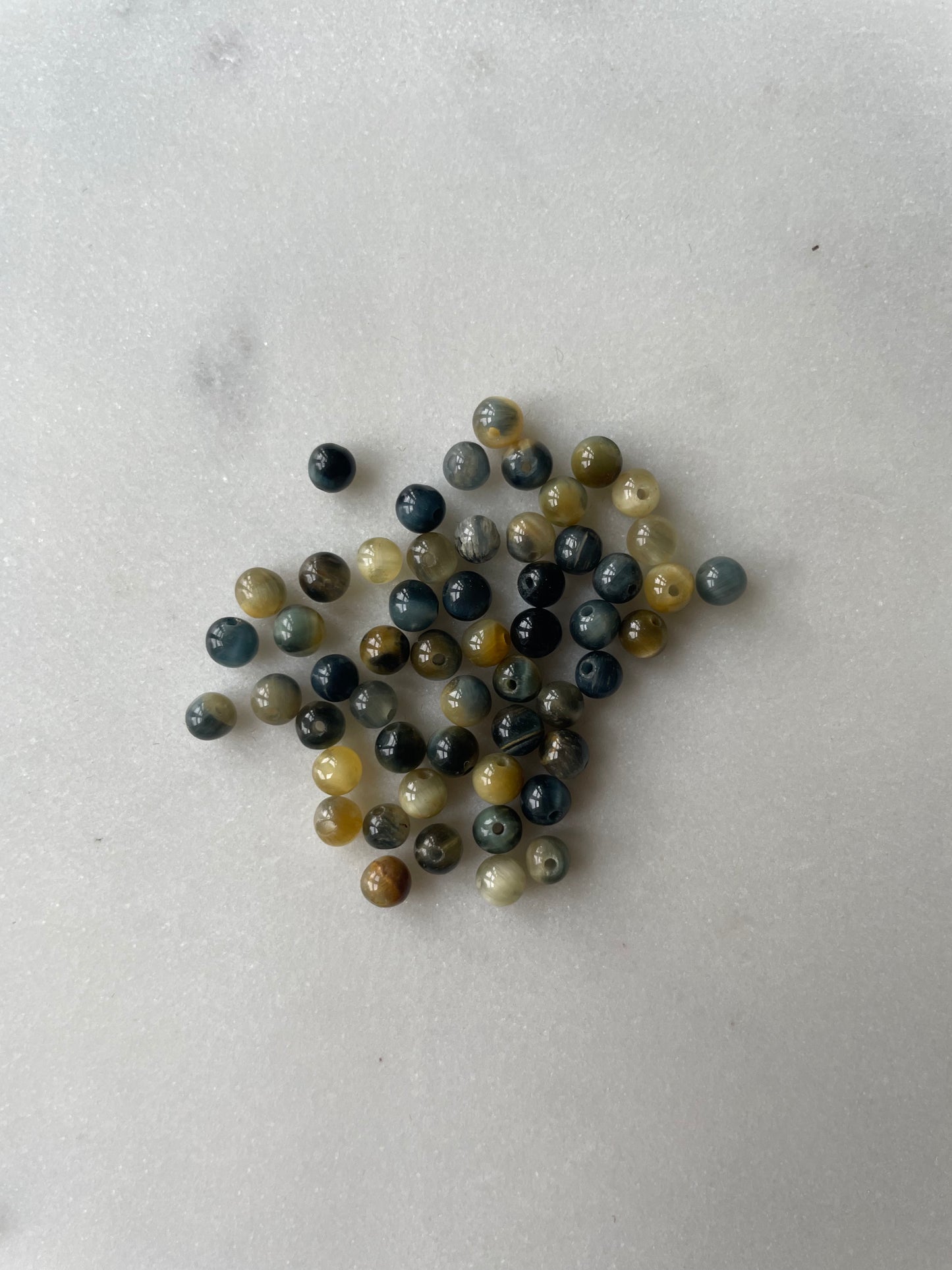 Tigerøje m/Falkeøje - rund 4,5mm - 7 stk