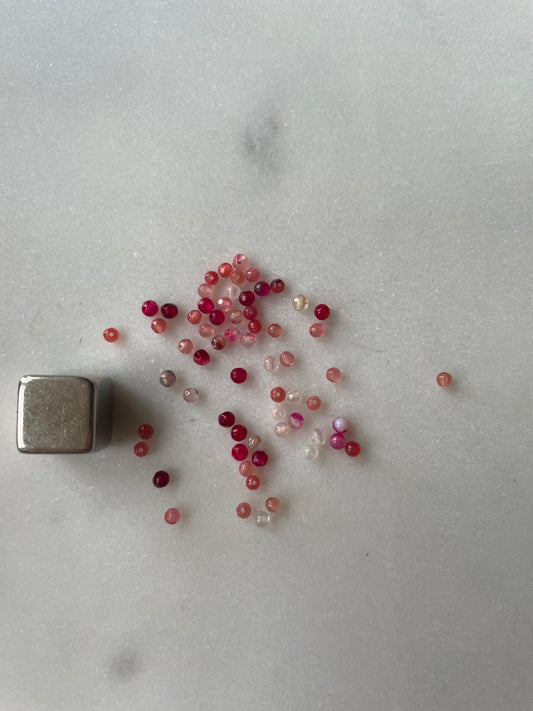 Agat Pink perle - rund 2mm - 10 stk