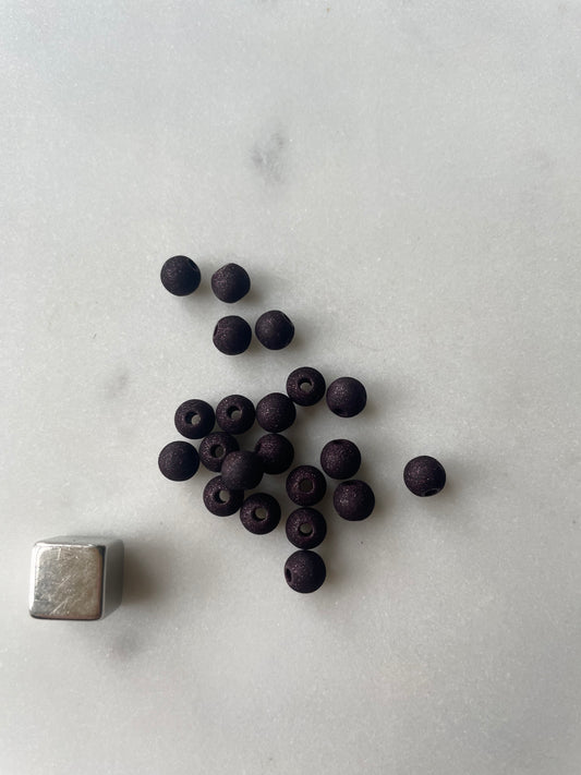 Lava lilla perle (farvet) - rund 5mm - 5 stk