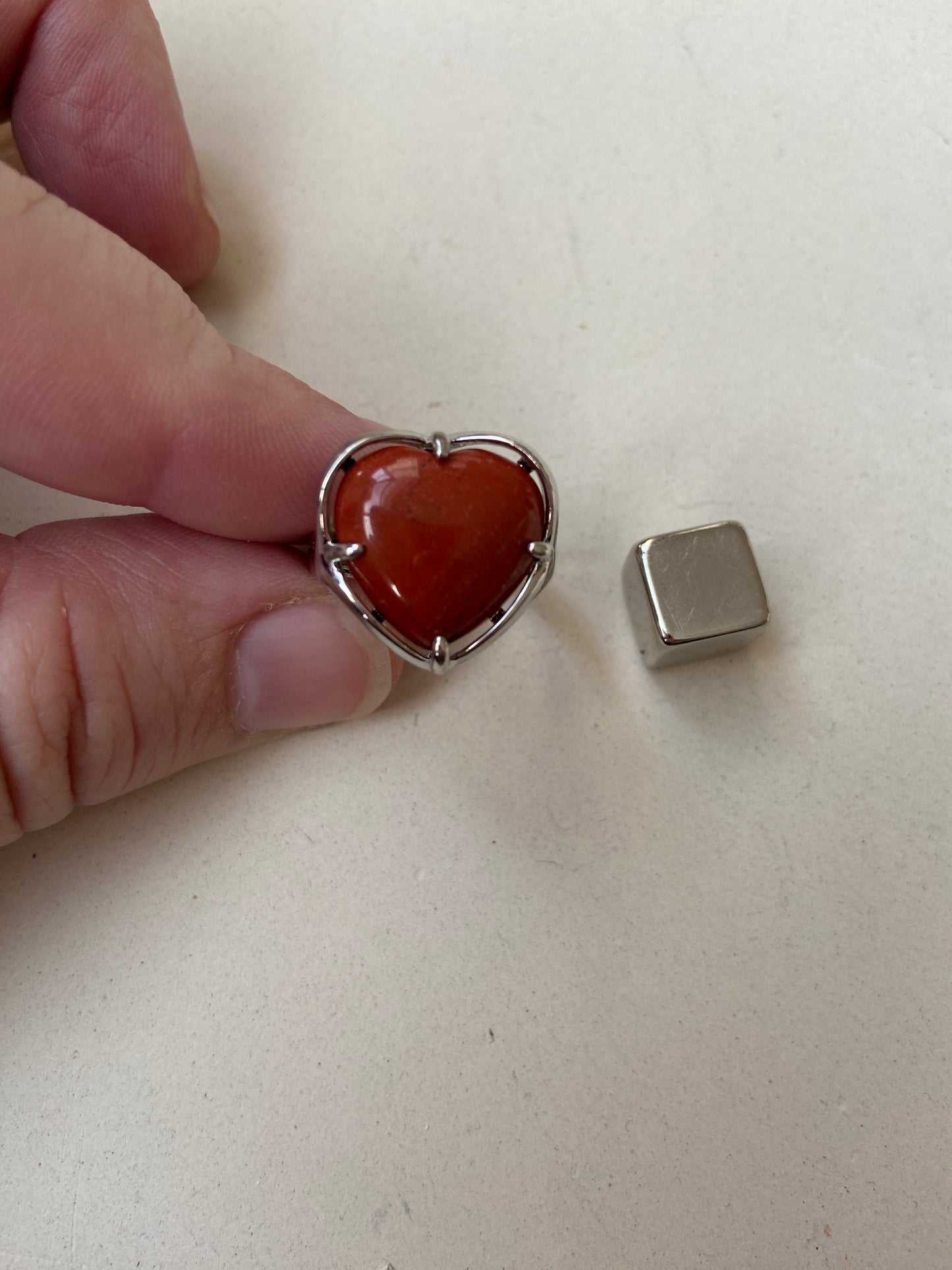 Jaspis Rød hjerte ring