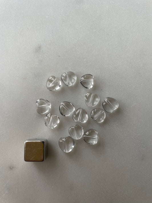 Bjergkrystal perle - hjerte 7,5mm - 7 stk