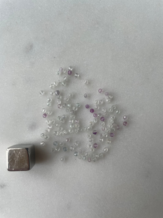Flourit Regnbue perle - rund facet 2mm - 10 stk