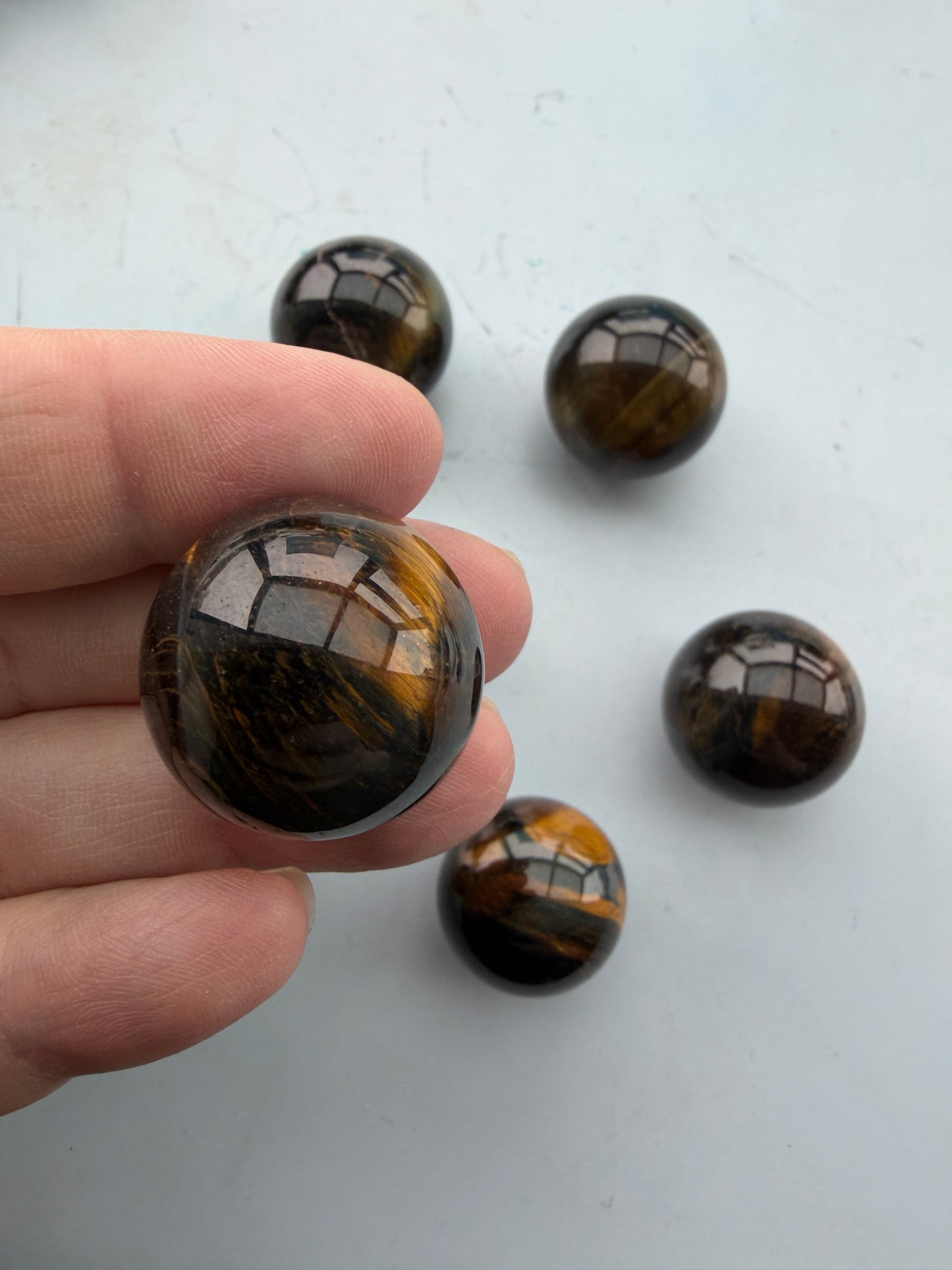 Tigerøje m/falkeøje Kugle ø3 cm
