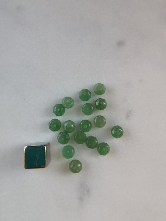 Aventurin Grøn perle - rondel facet 6mm