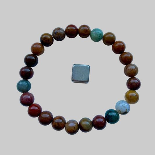 Armbånd med jaspis og agat i harmonisk mix.