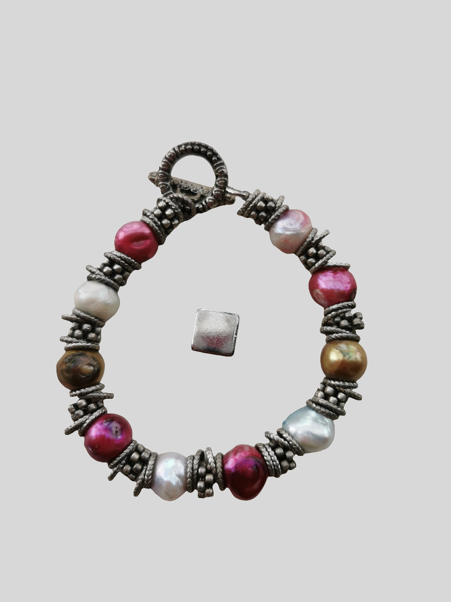 Ferskvandsperle armbånd 21 cm