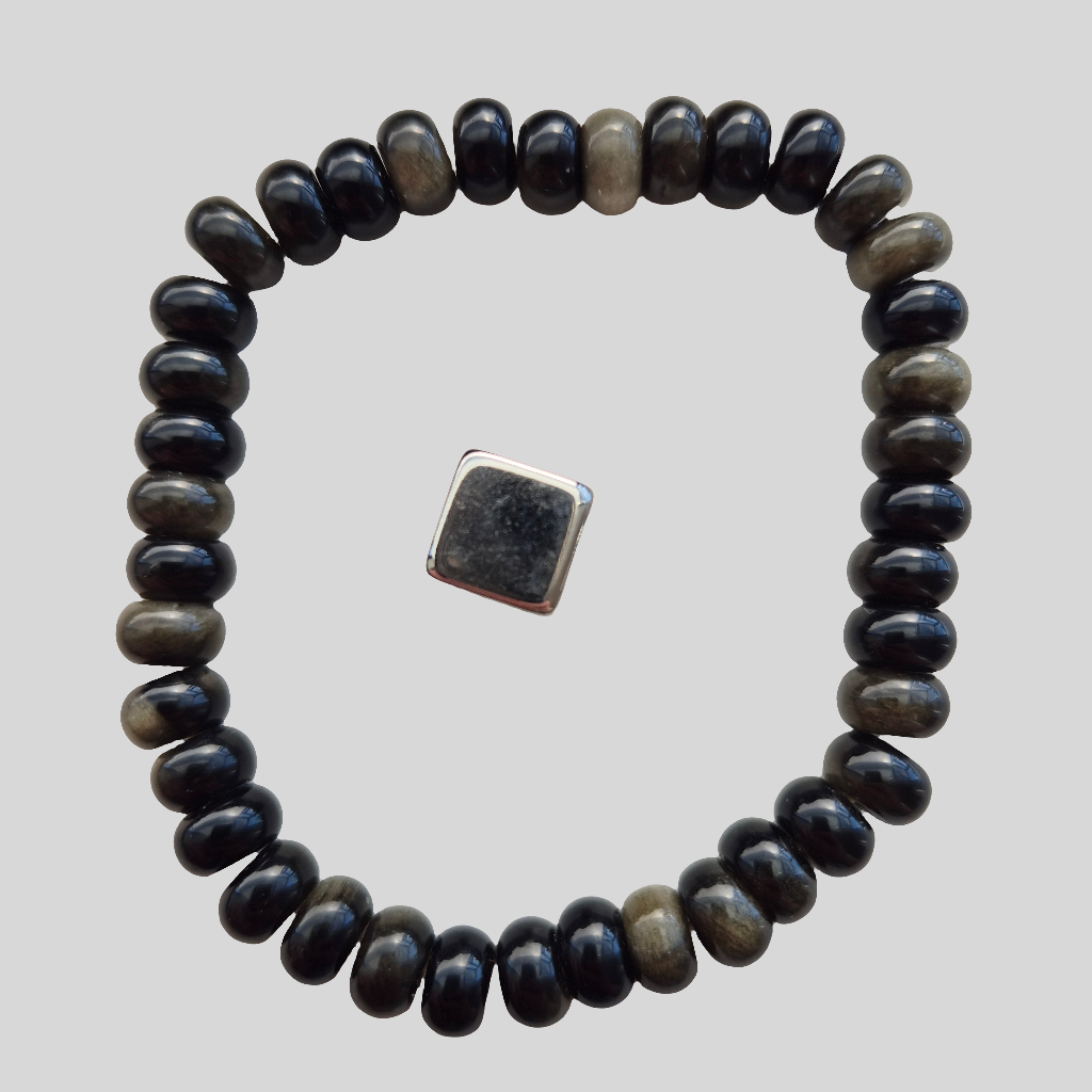 Obsidian gylden Armbånd