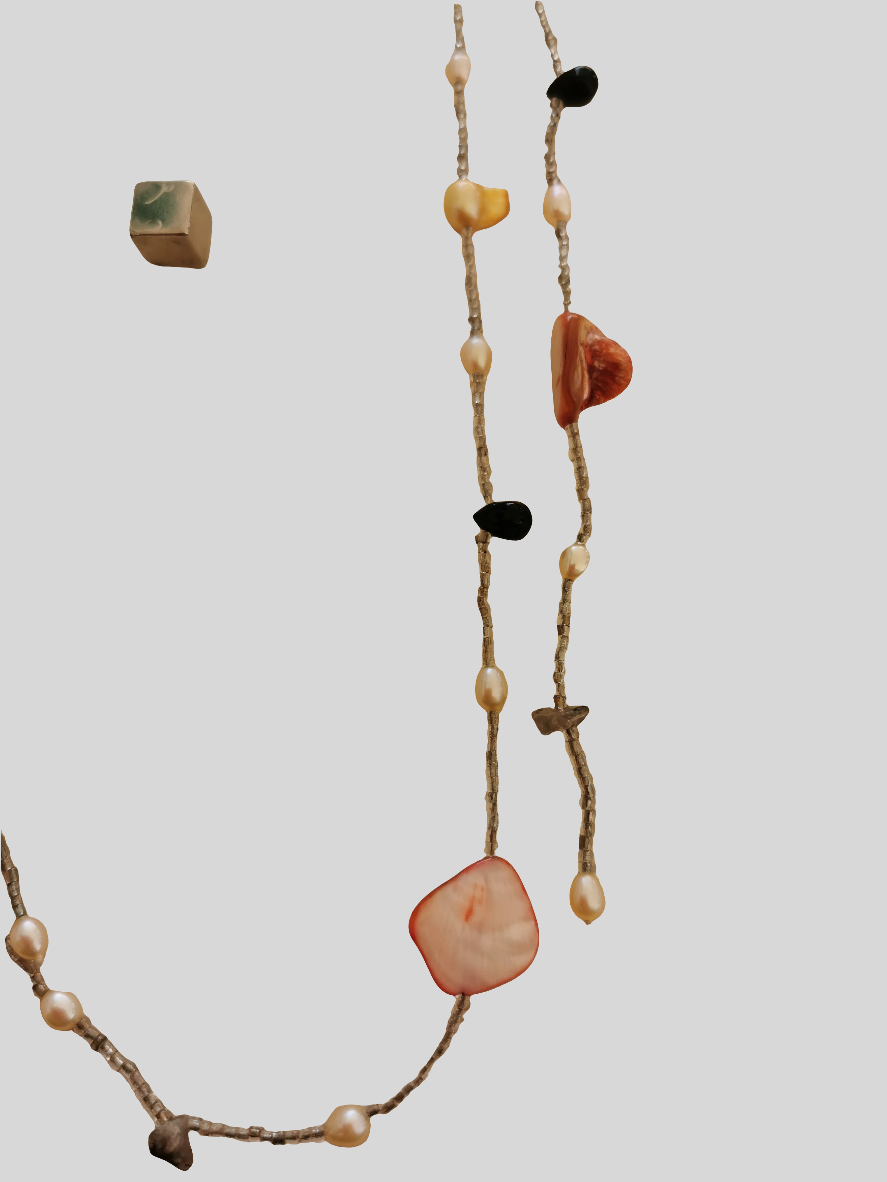 Ferskvandsperle halskæde 124 cm