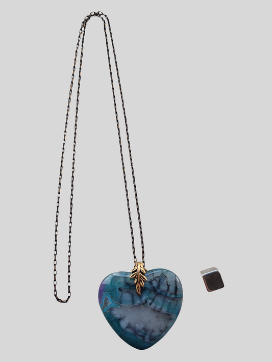 Agat hjerte halskæde 70 cm