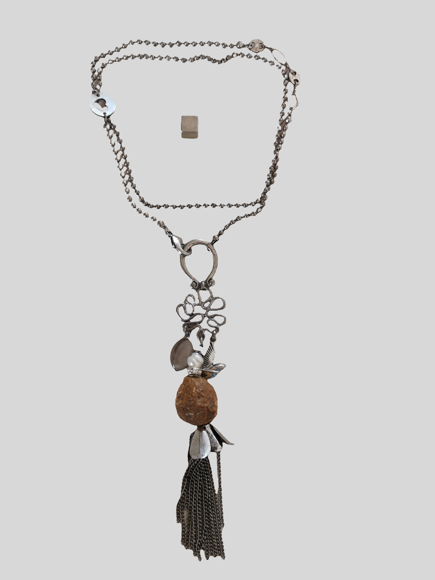 "Sølv" halskæde 74 cm