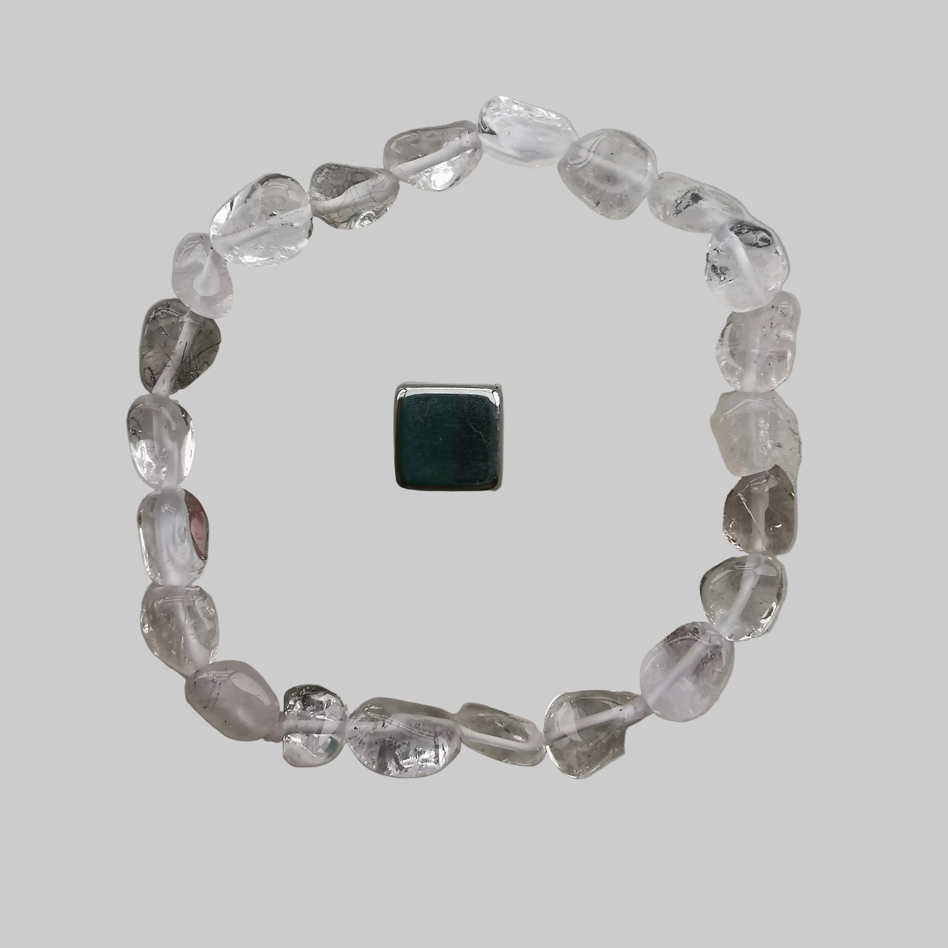 Bjergkrystal armbånd med klare transparente krystalperler.