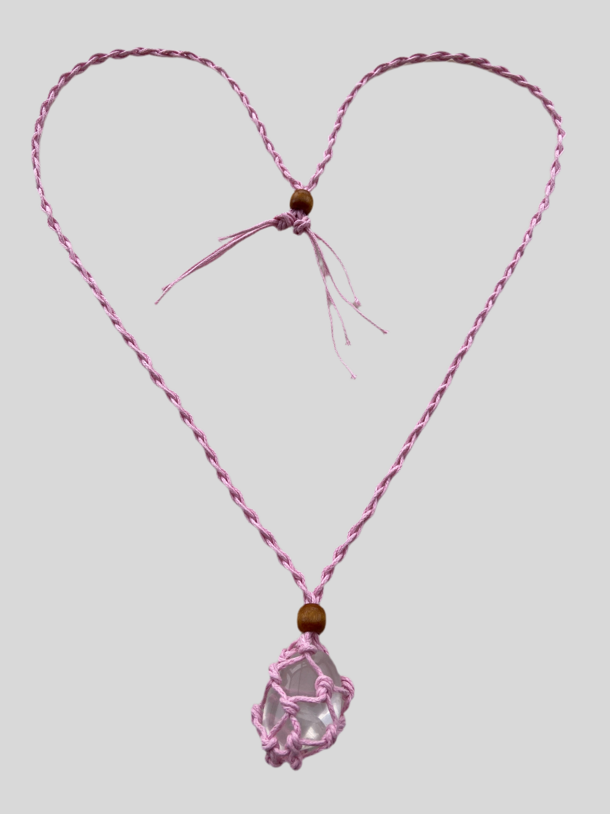 Krystalbur i lyserød hør med håndlavet look.