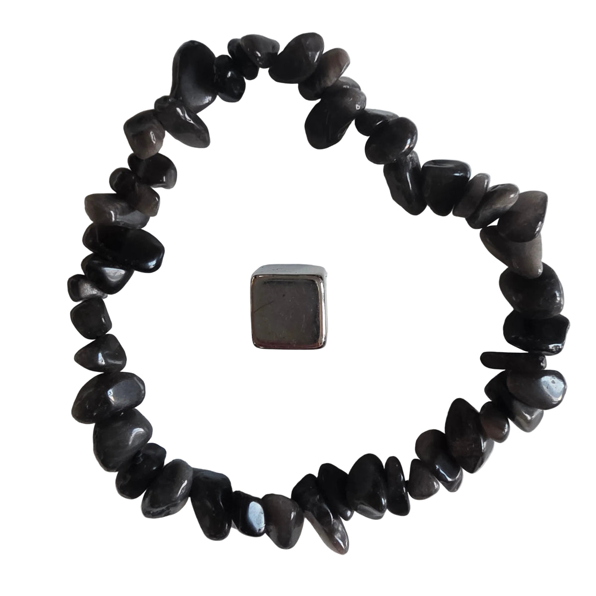 Obsidian Sølv armbånd chips