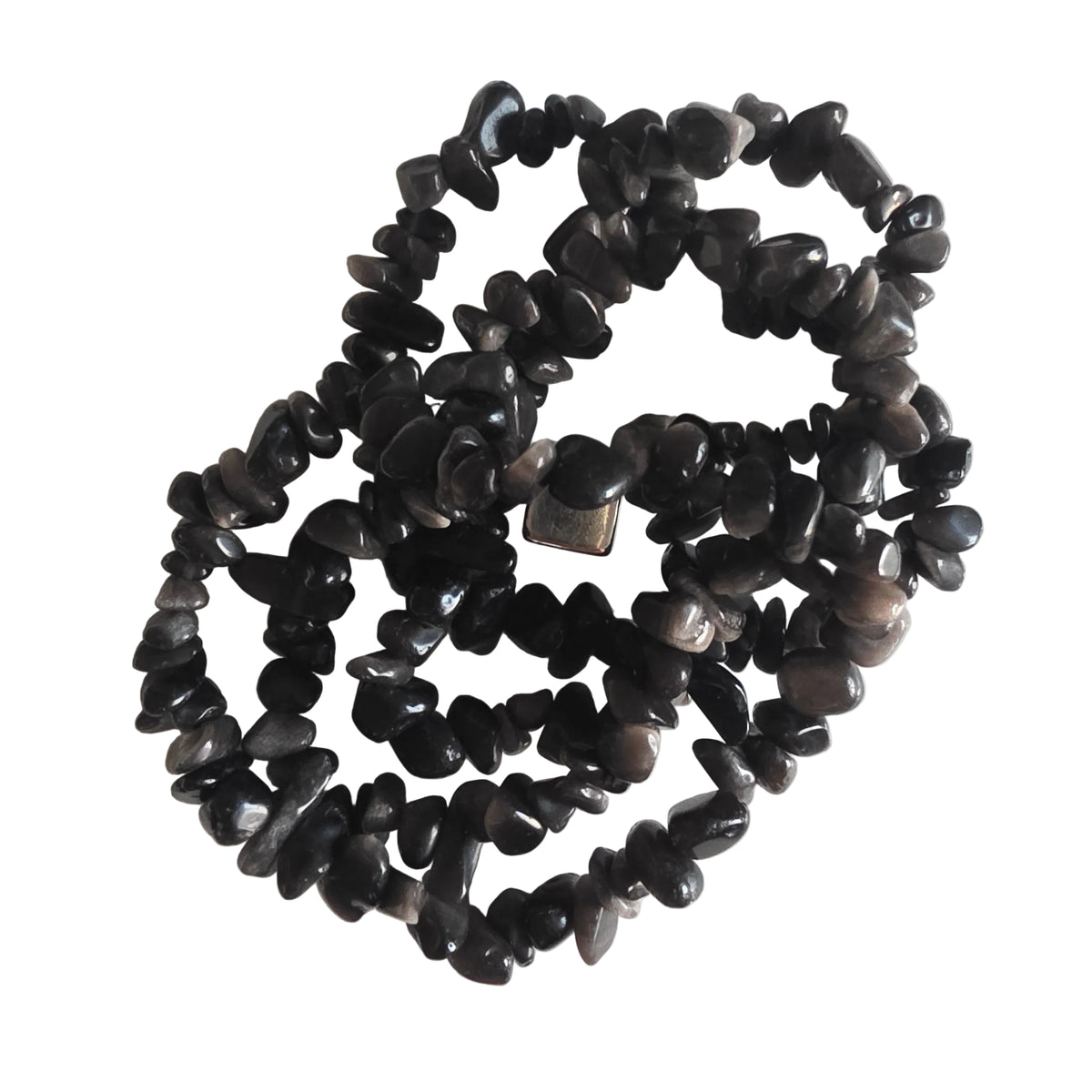 Obsidian Sølv armbånd chips