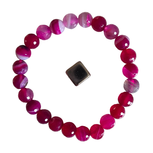 Armbånd Agat pink facet