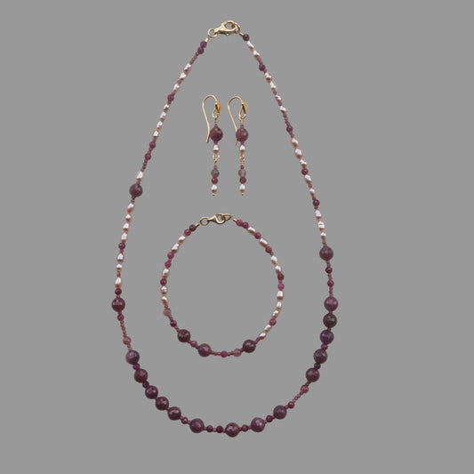 Smykkesæt m/halskæde, armbånd og øreringe