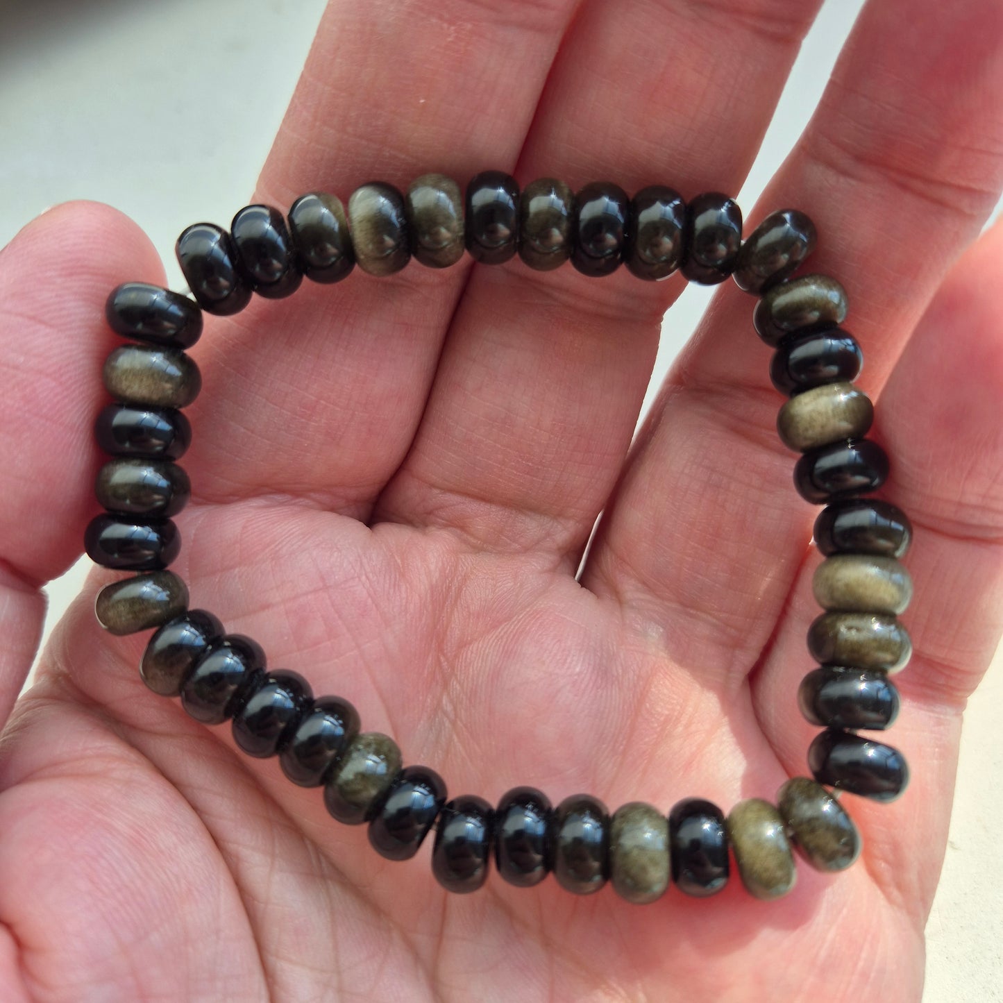 Obsidian gylden Armbånd