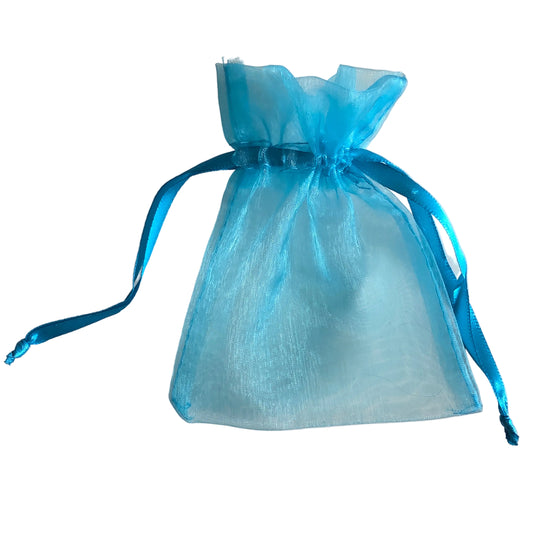 Pose organza turkis blå 10×15 cm