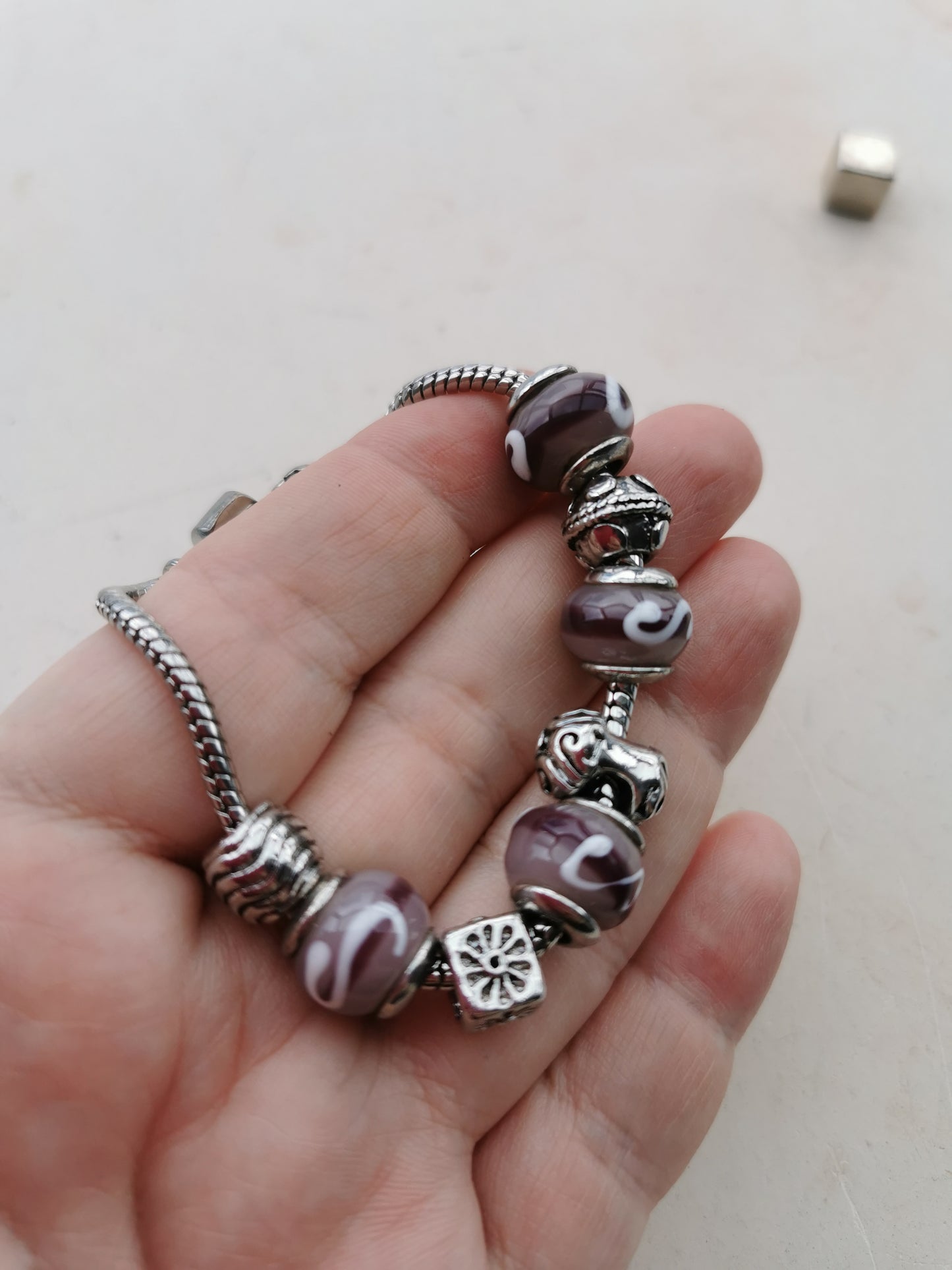 Troldekugle armbånd sølv 19 cm