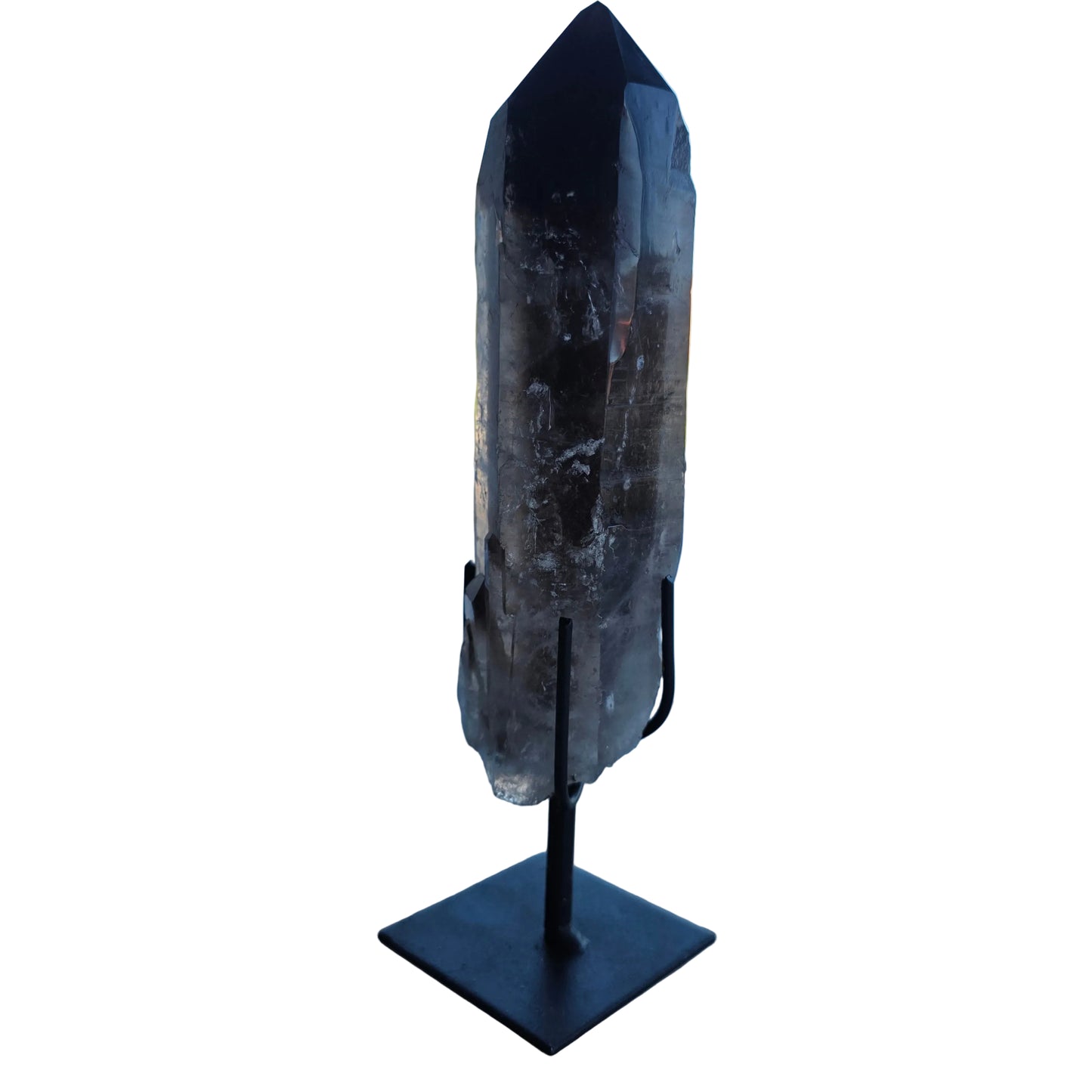 Røgkvarts 21,5 cm høj incl holder 653 gram