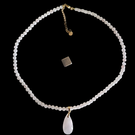 Rosakvarts halskæde 45 cm