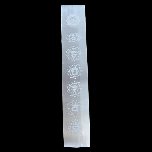 Selenit Stav m. chakra symboler