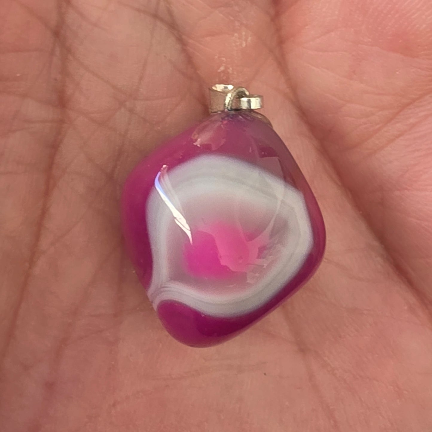 Agat pink m. Jern Vedhæng